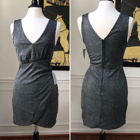 Max & Ash Dress Black Silver Glitter NWT M L - Picture 1 of 9